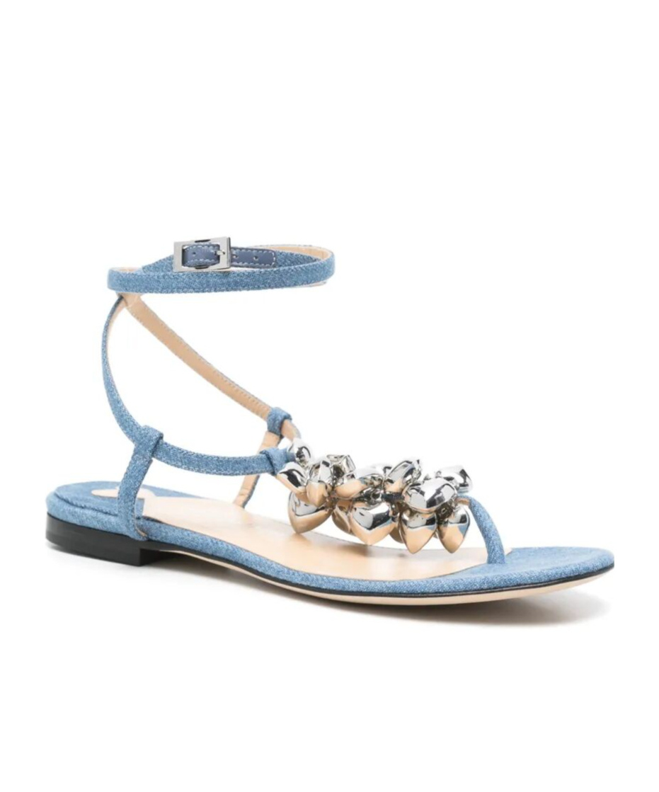 Machmach Heart-charm Flat Sandals In Blue