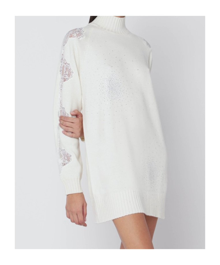 Giuseppe Di Morabito Wool Turtleneck Dress Featuring Long Sleeves In Yellow