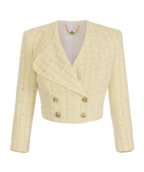 Elisabetta Franchi Lurex Blazer In Nude