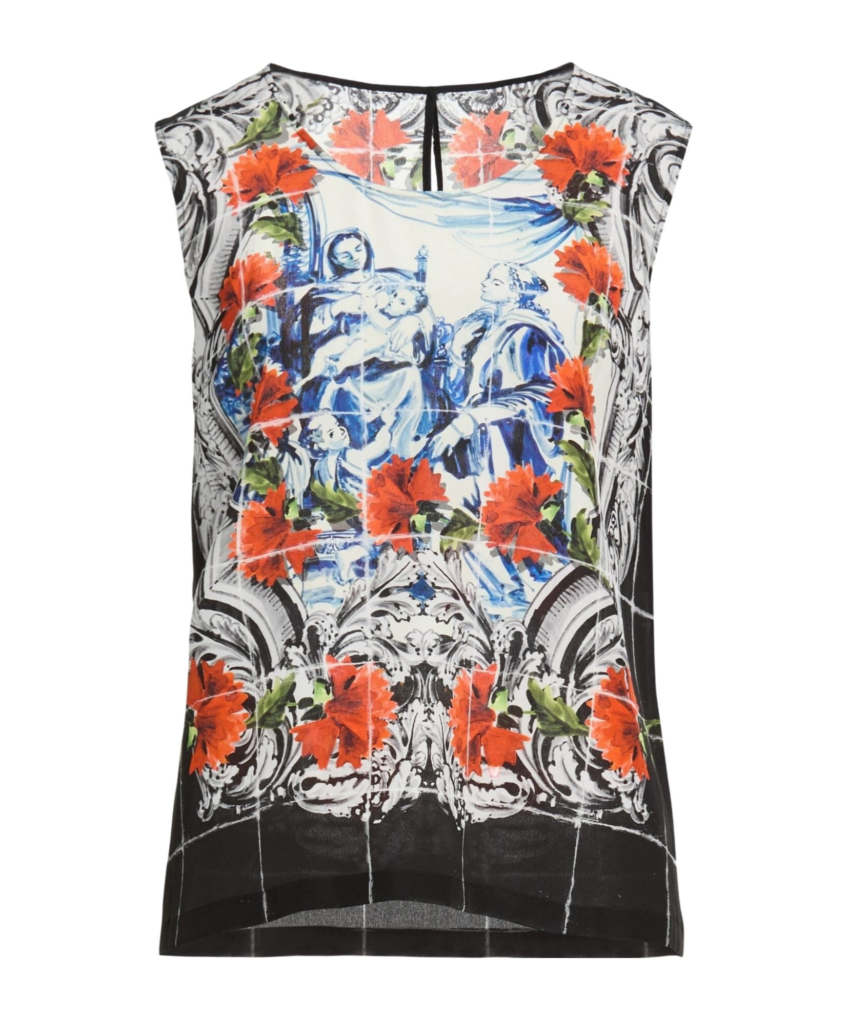 Dolce & Gabbana Sleeveless Floral Top In Ivory