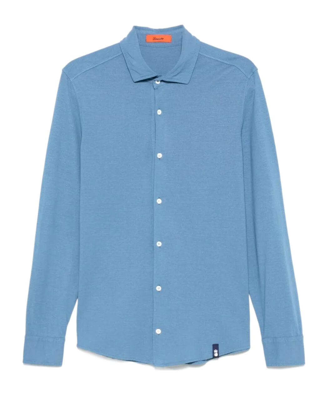 Drumohr Button-down Cotton Shirt With Structured Collar In Blu Polvere