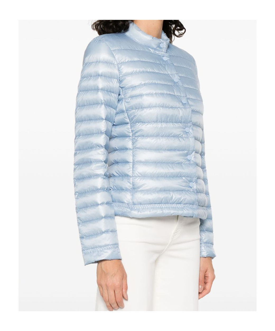 Peuterey Quilted Silver Jacket With Stand-up Collar