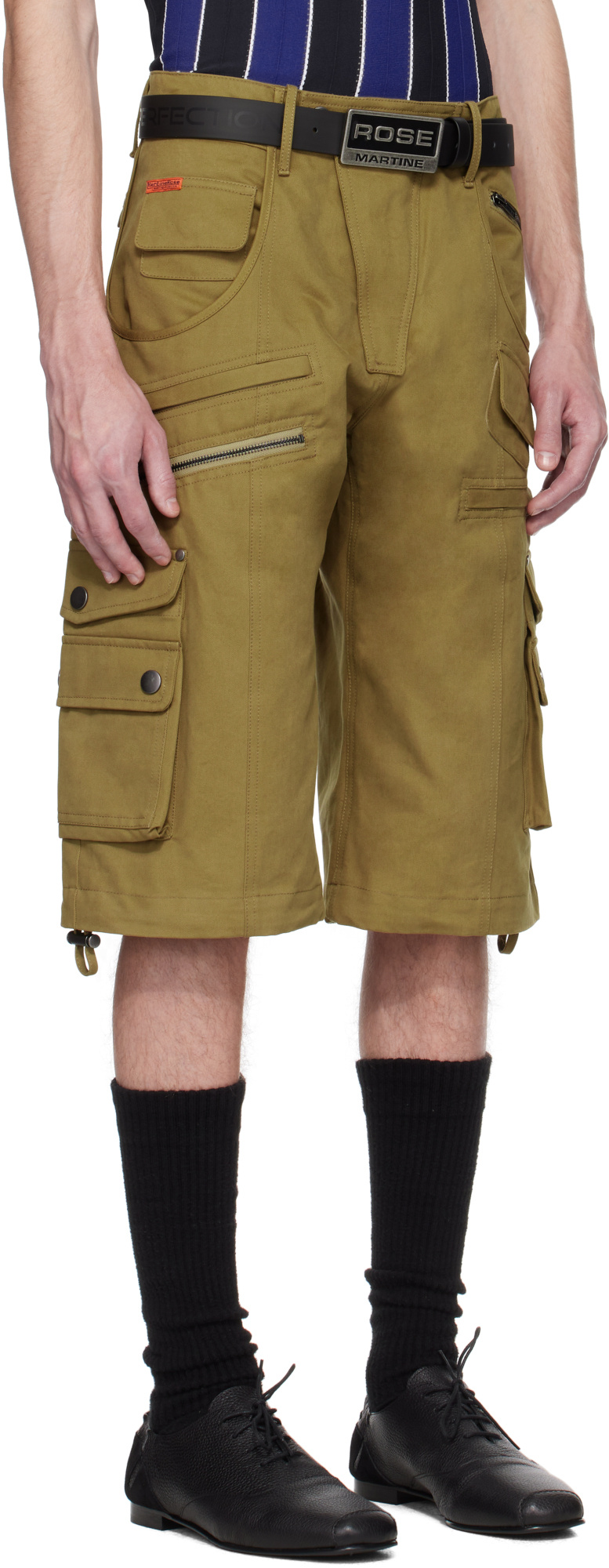 Martine Rose Khaki Utility Shorts In Green