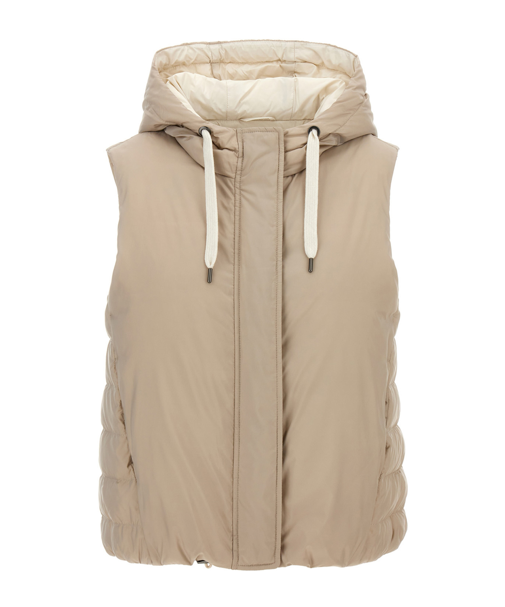 Shop Brunello Cucinelli Padded Hooded Vest In Nude