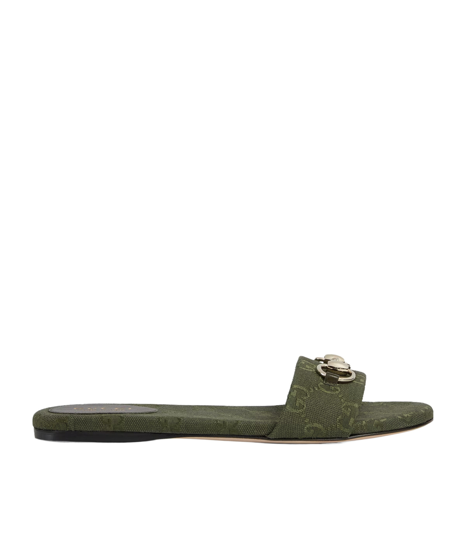 Gucci Gg-monogram Horsebit-embellished Sandals In Green