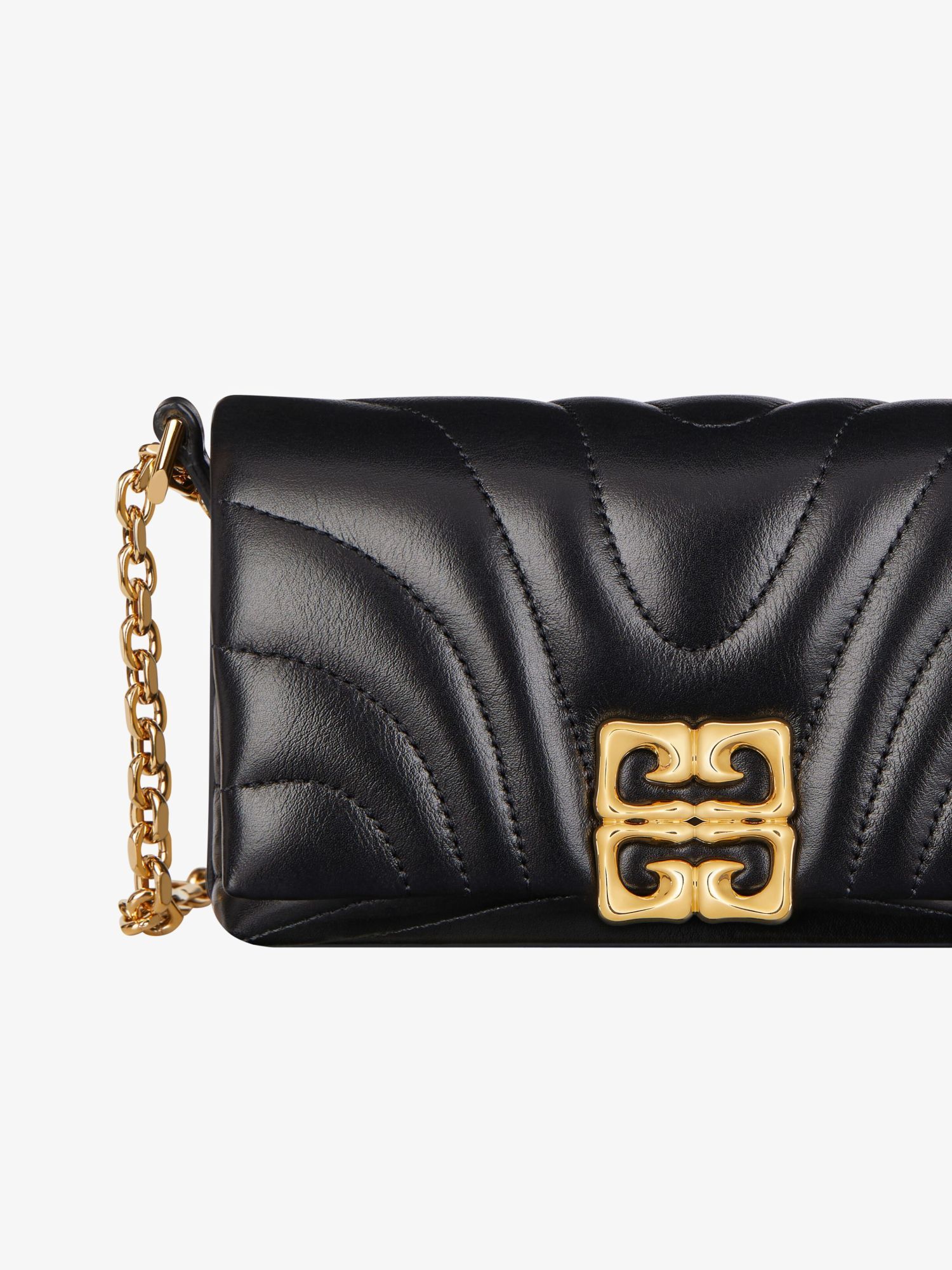 Givenchy 4g Liquid Chain Wallet In Quilted Leather In Black