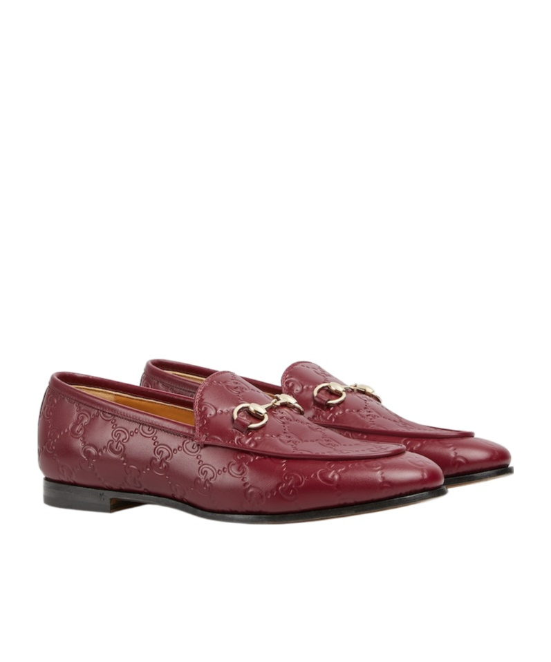 Gucci Leather Gg Jordaan Loafers For Women In Brown