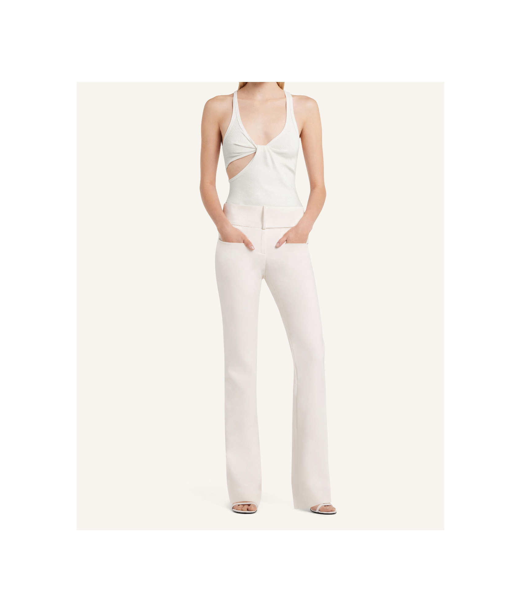Courrèges Twist-detail Top With Deep V-neckline In White