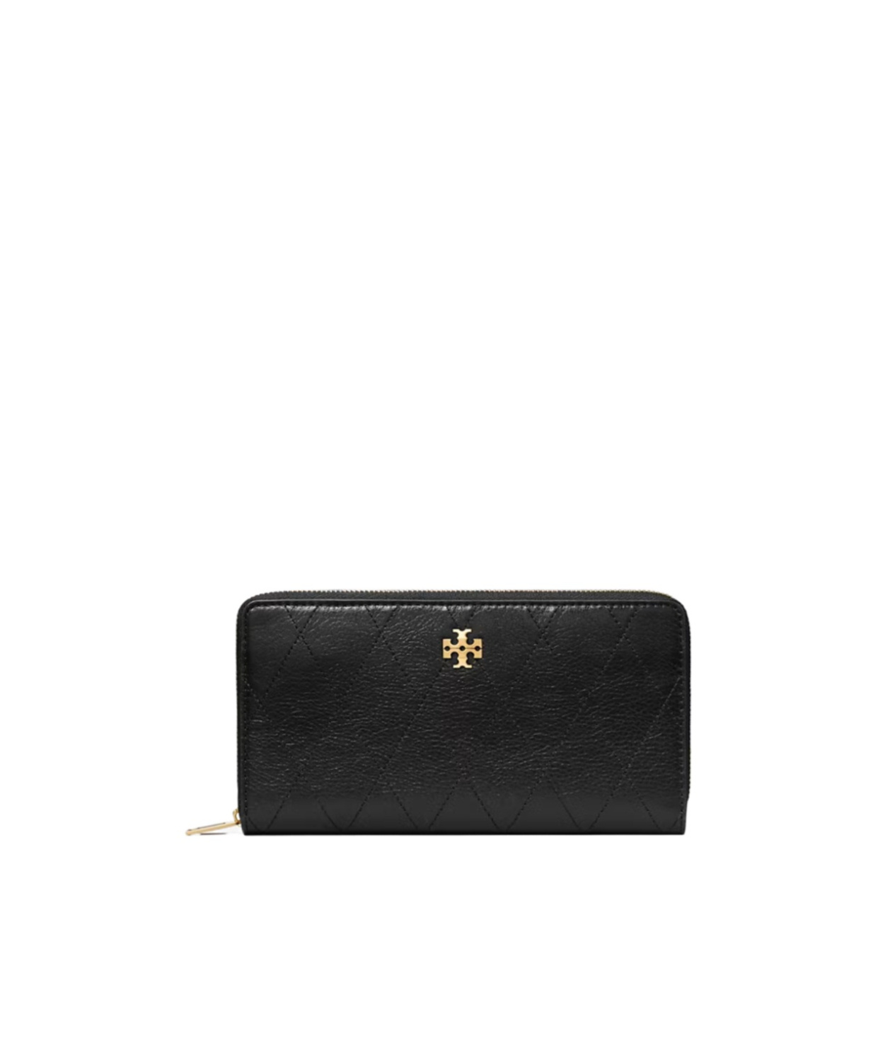 Tory Burch Charlie Quilted Zip Continental Wallet In Black