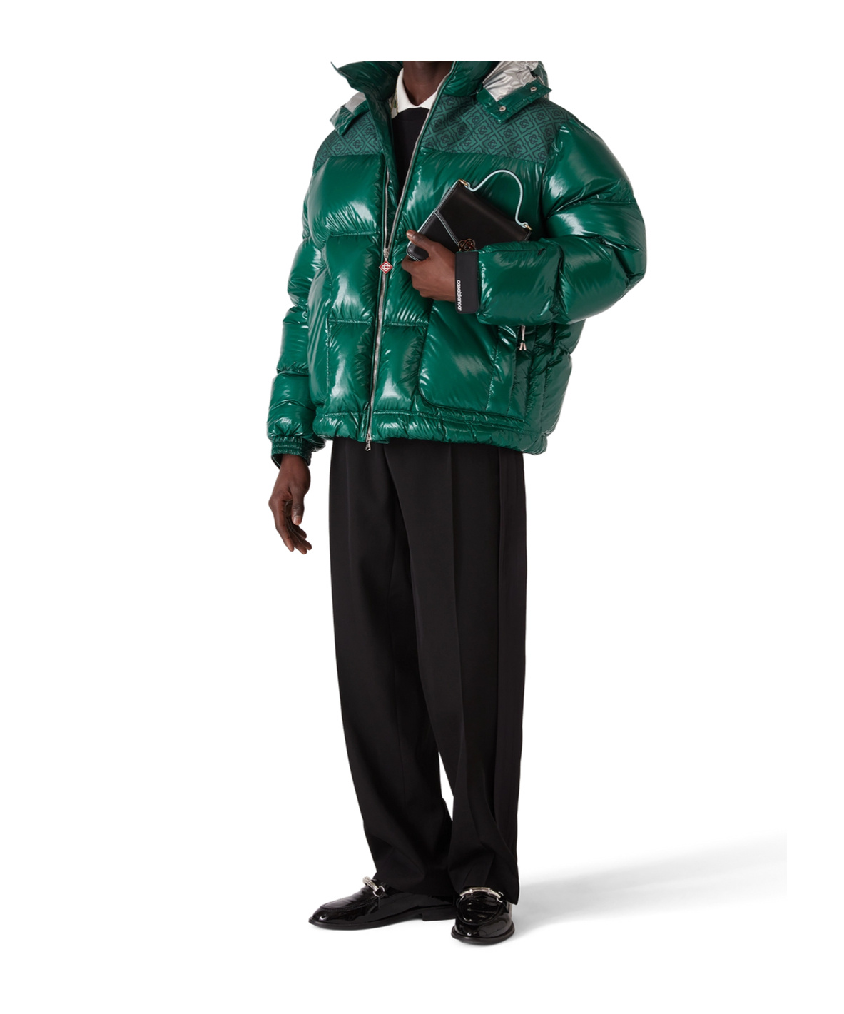 Casablanca Quilted Down-feather Jacket With Glossy Finish In Metallic