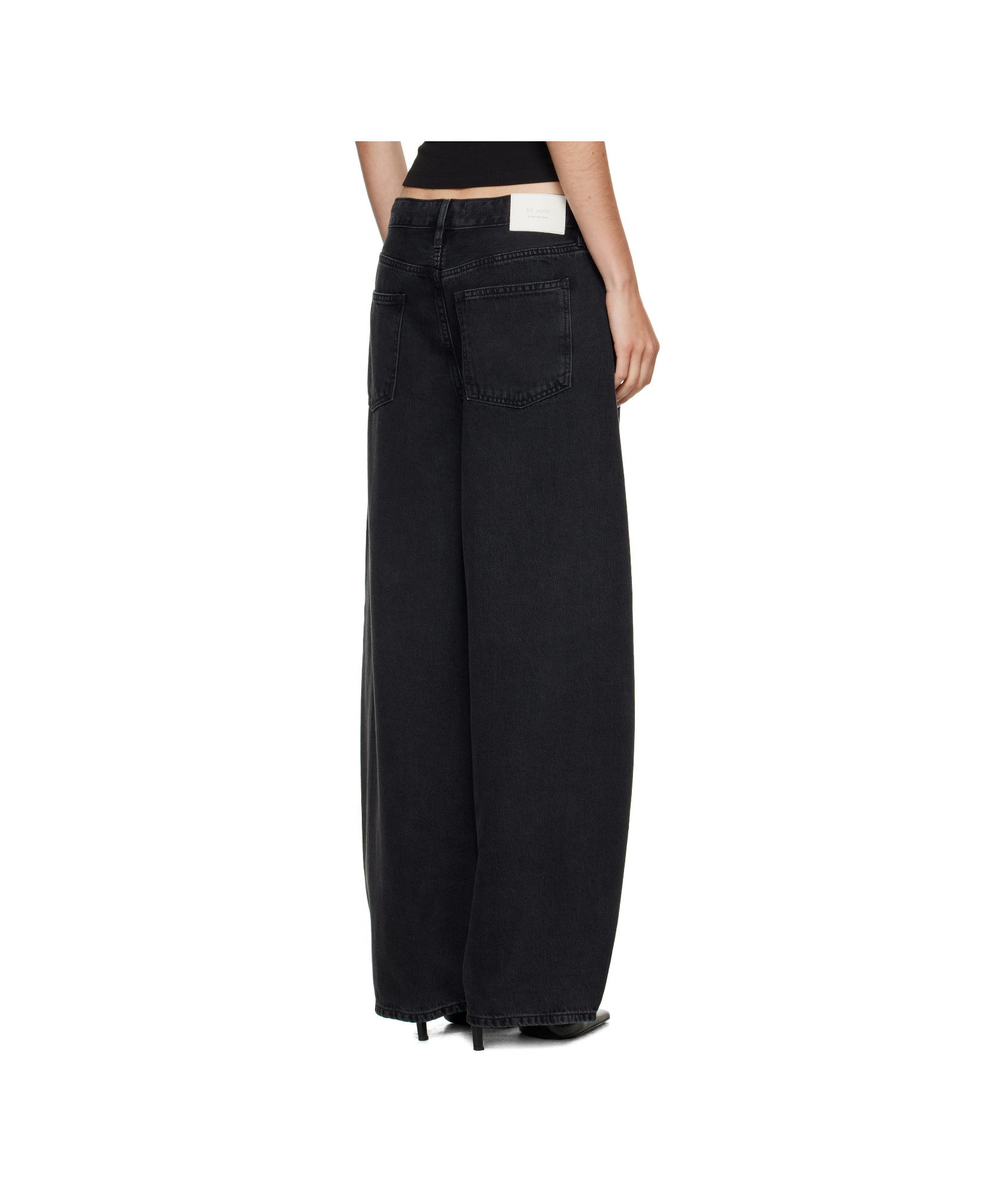St Agni Black Outland Denim Edition Mid Rise Balloon Jeans In Black