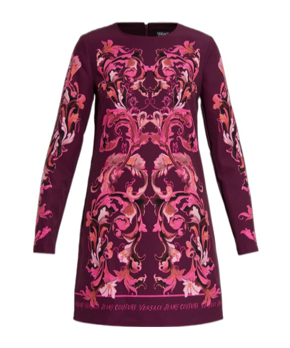 Versace Jeans Long Sleeve Dress In Multi