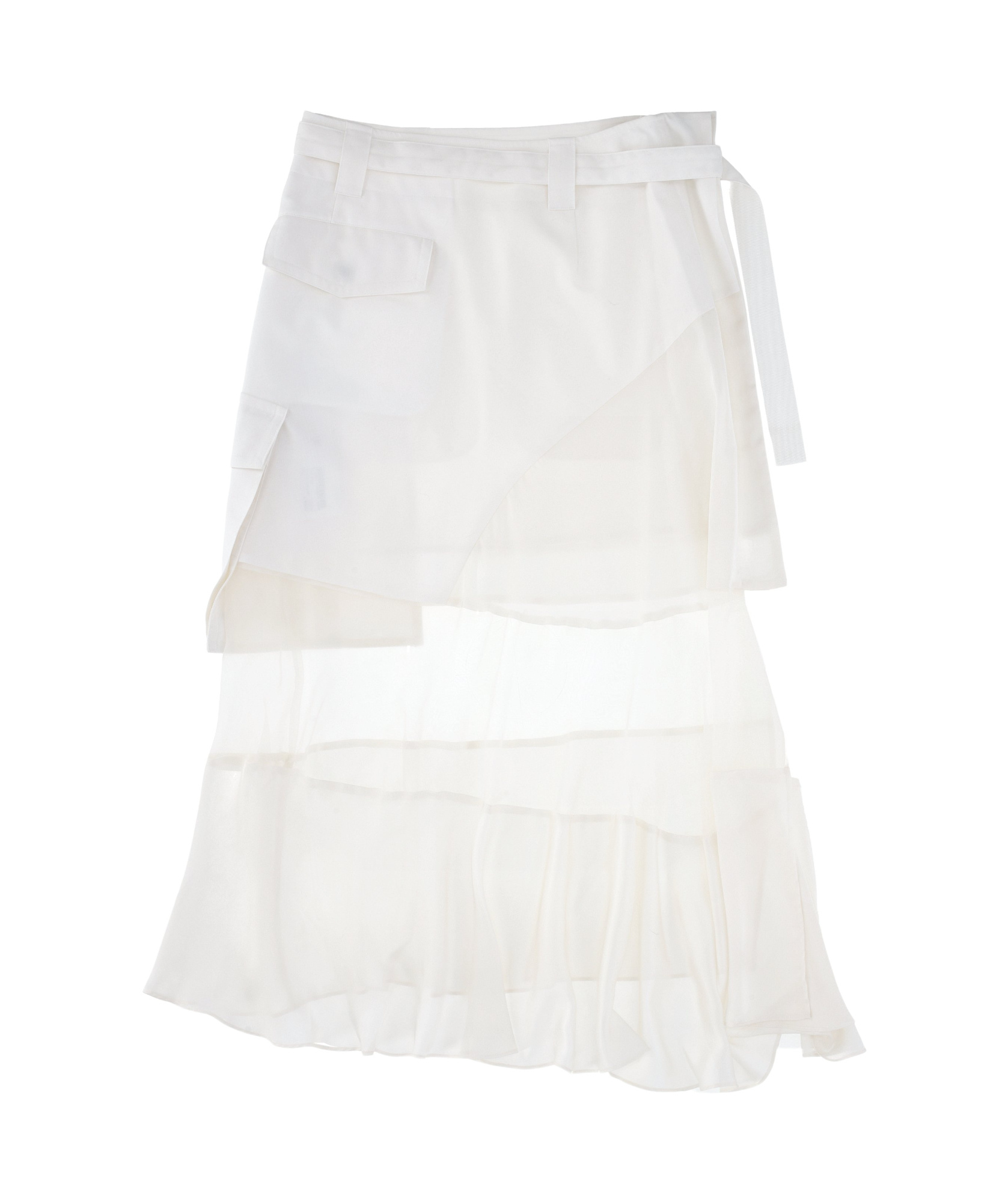 Sacai Asymmetric Midi Skirt In White