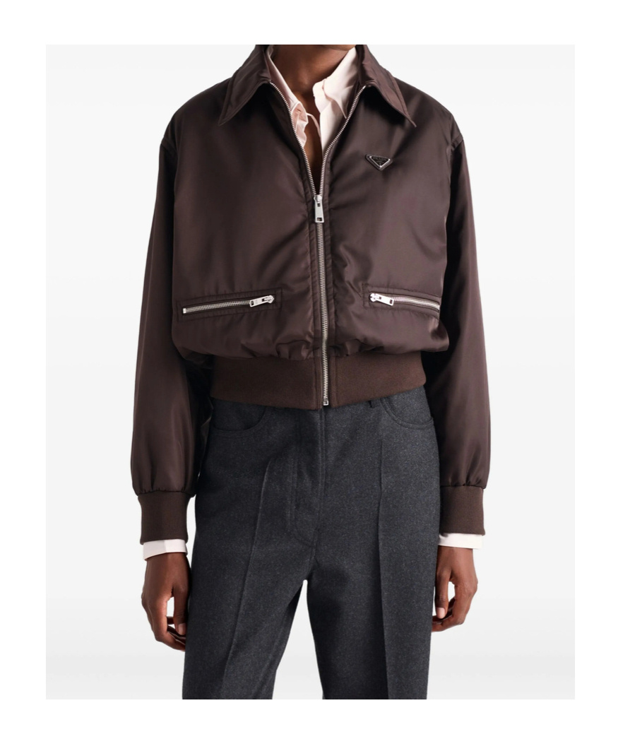 Prada Long Sleeve Casual Jacket In Brown