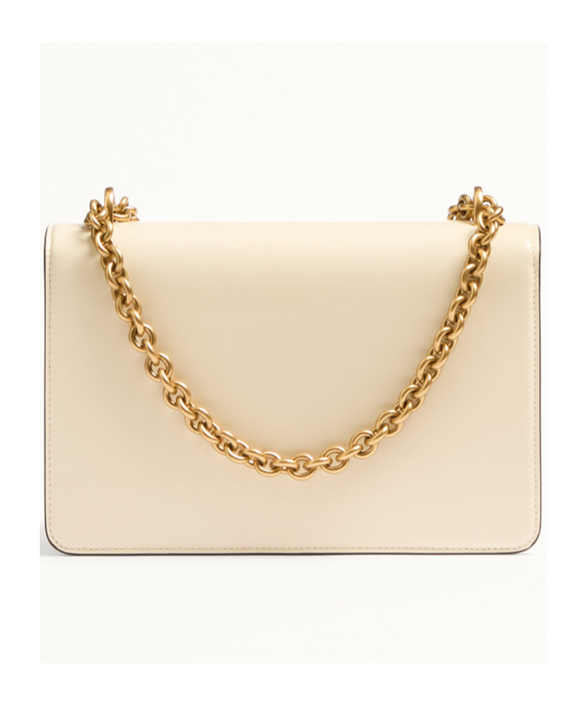 Valentino Garavani Garavani Vain Small Shoulder Bag In Shiny Calfskin Woman Ivory Uni In Nude