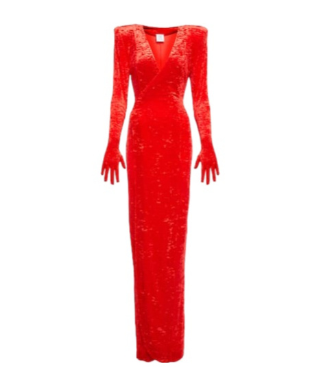 Vetements Wrap Velvet Maxi Dress In Red