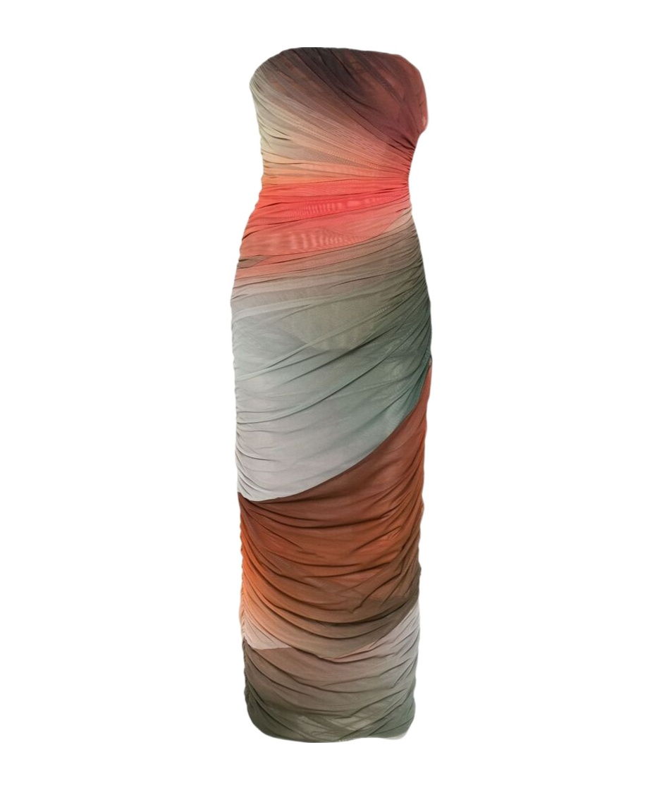 Attico Ruched-detail Gradient Midi Dress In Multicolor