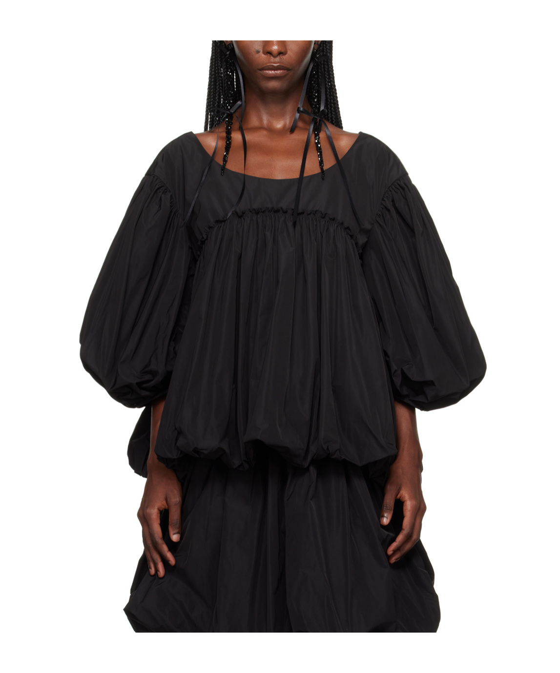 Simone Rocha Black Gathered Blouse In Black