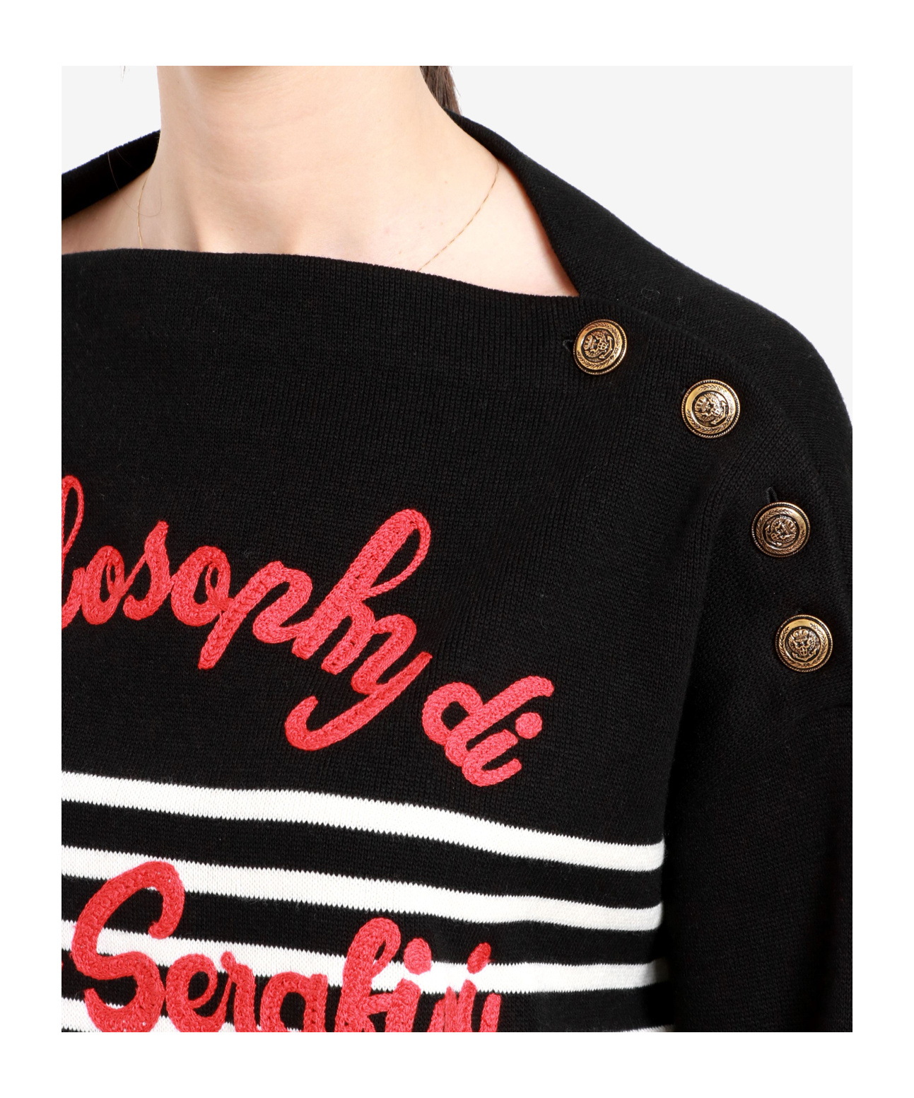 Shop Philosophy Di Lorenzo Serafini Lorenzo Serafini Cotton Sweater In Black