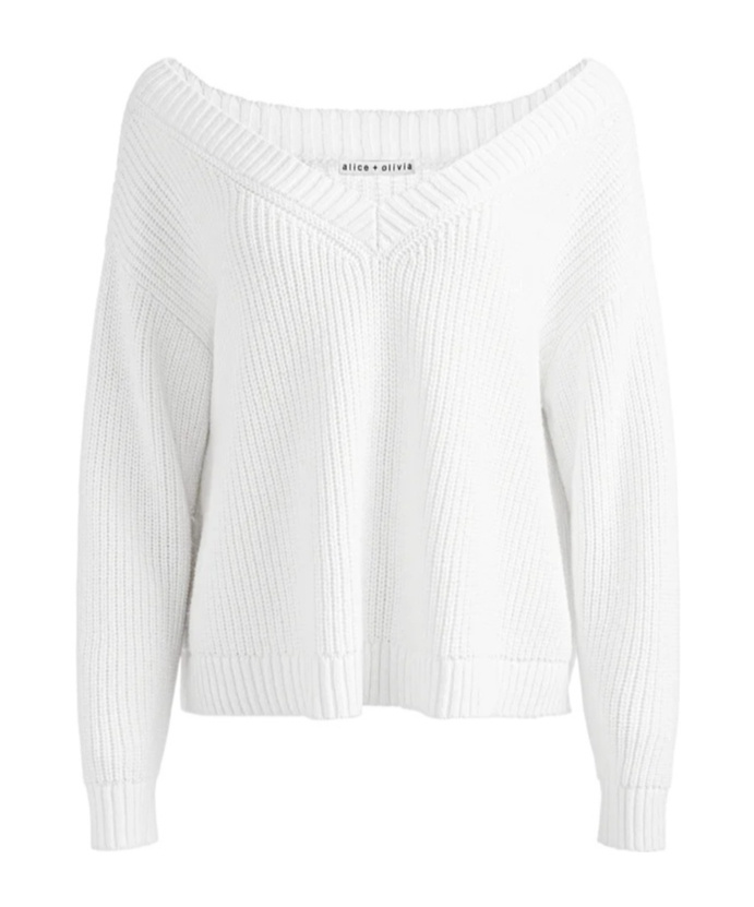 Alice And Olivia Long-sleeved Sweater In Soft White