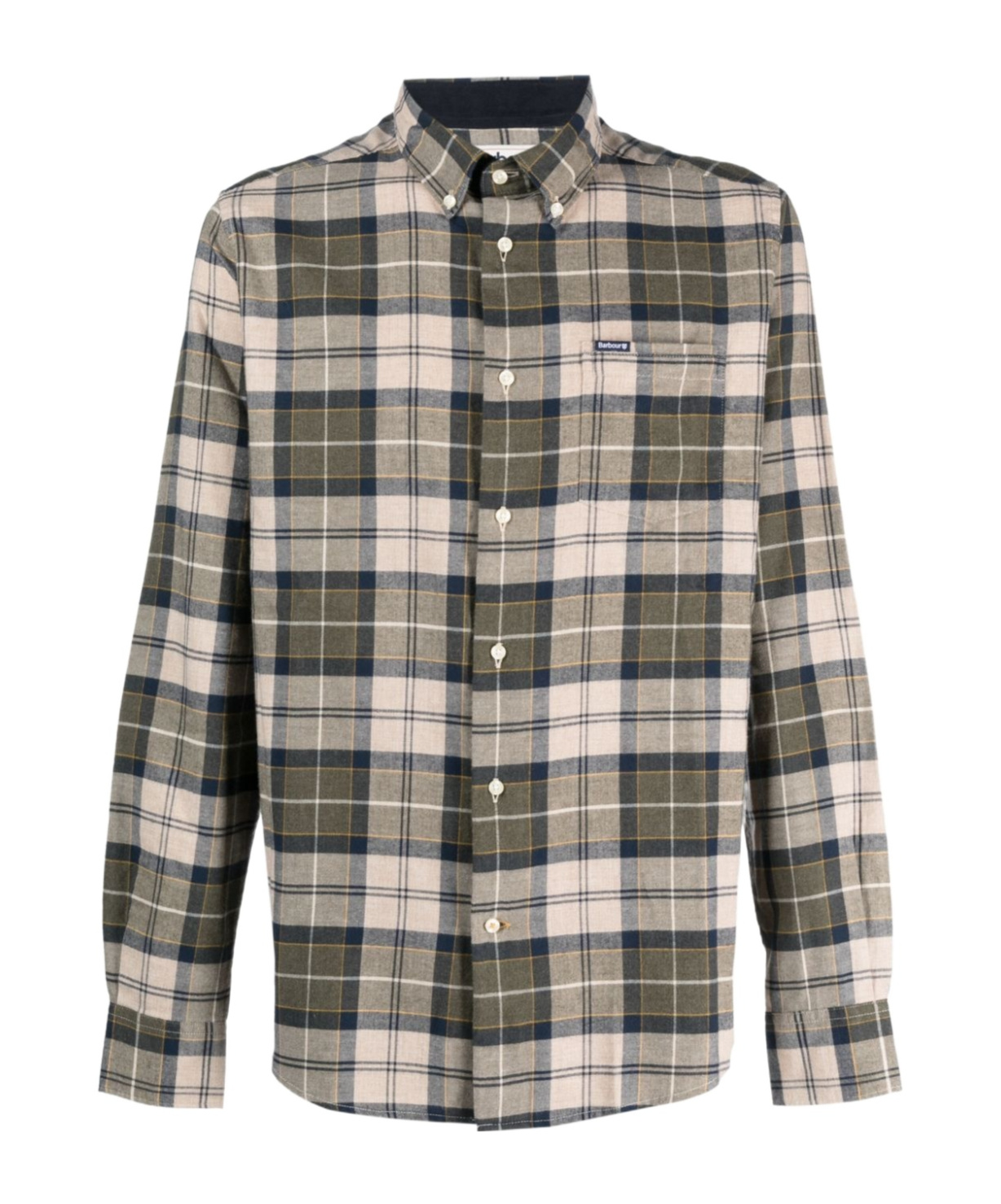 Barbour Checkered Collared Long In Nude