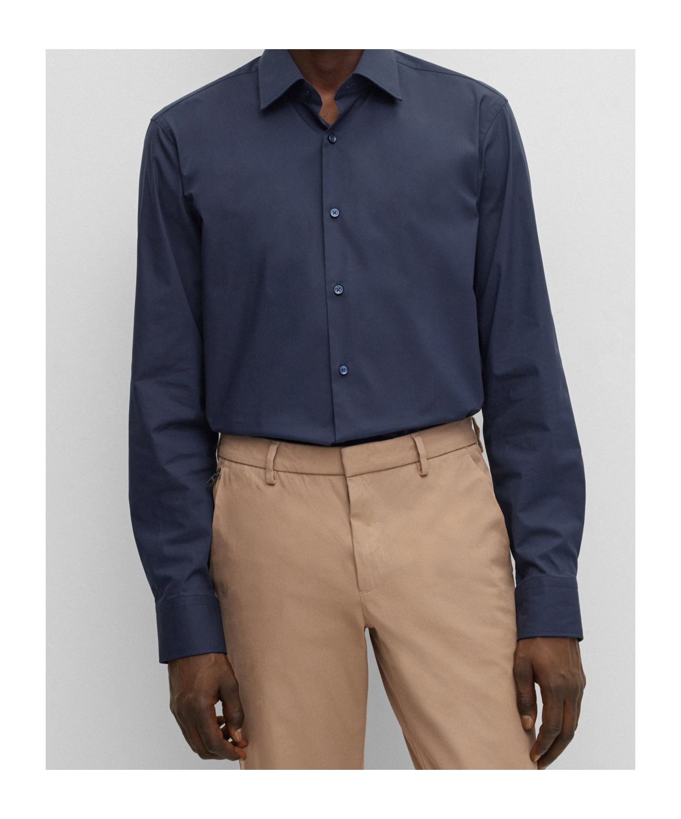 Hugo Boss Long-sleeve Button-up Shirt In Blue