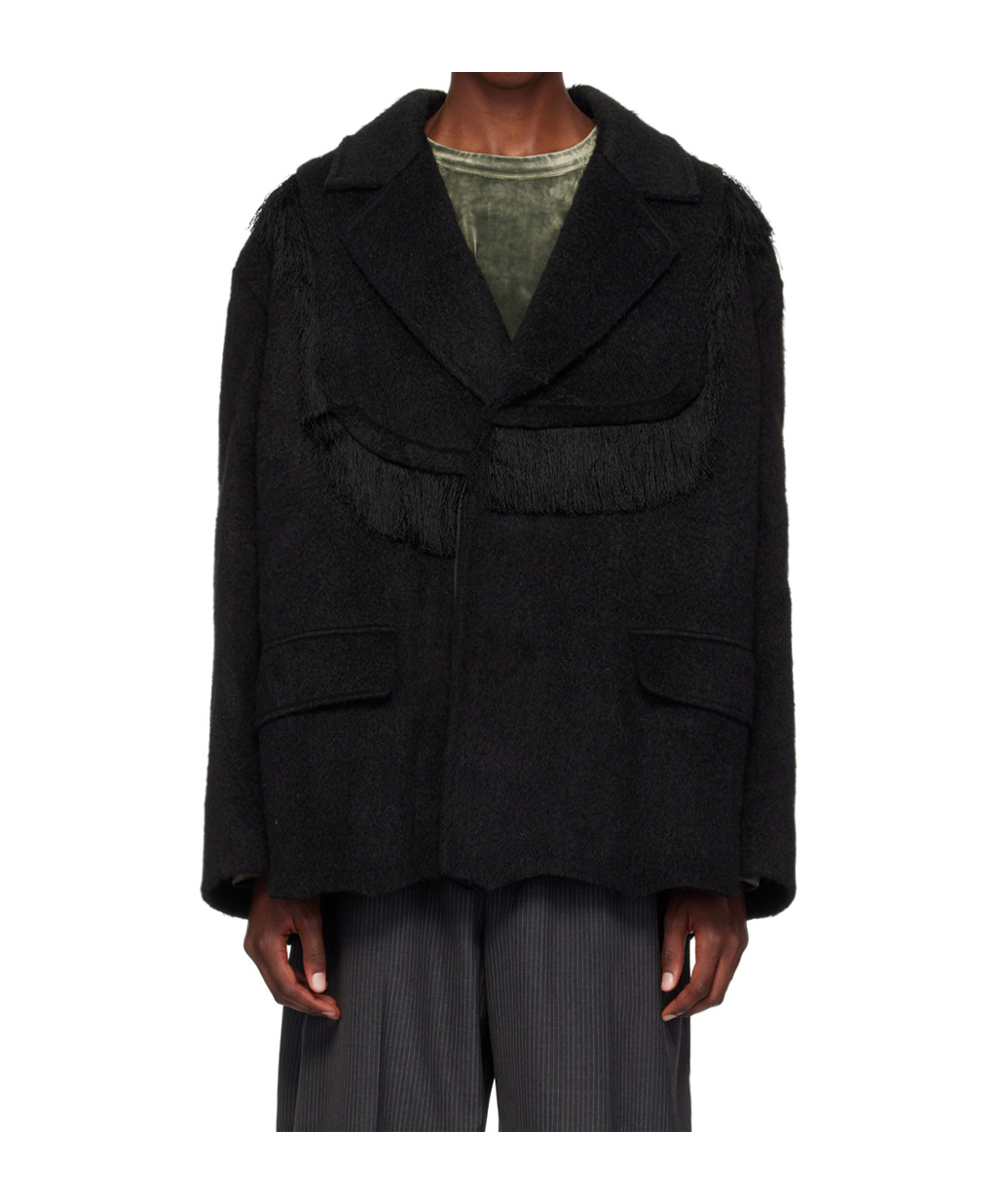 Andersson Bell Black Zibeline Shaggy Wool Coat In Black