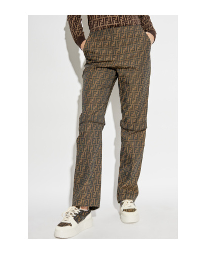 Fendi Jacquard Trousers In Brown