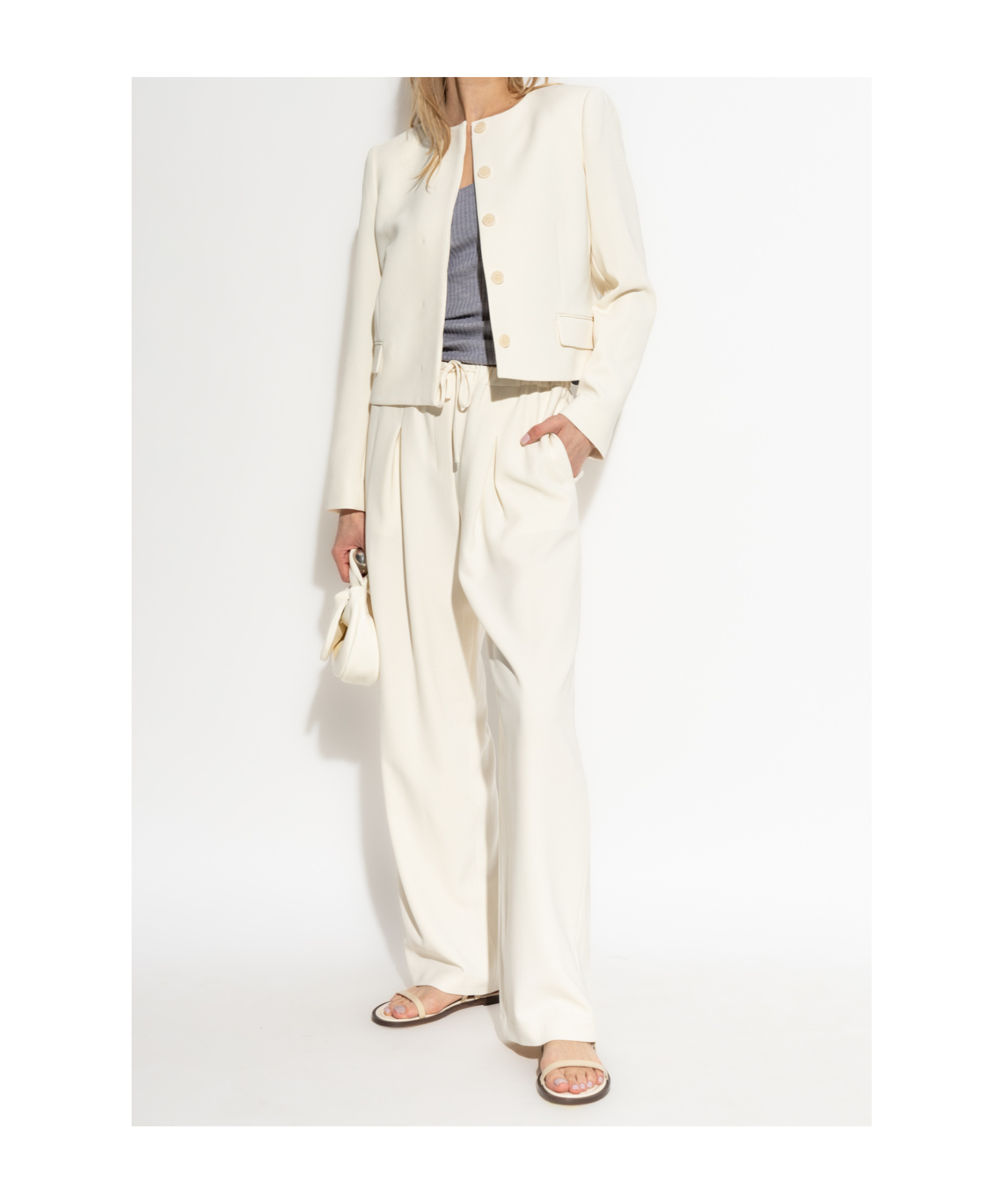 Theory Elastic Waist Casual Pants In White