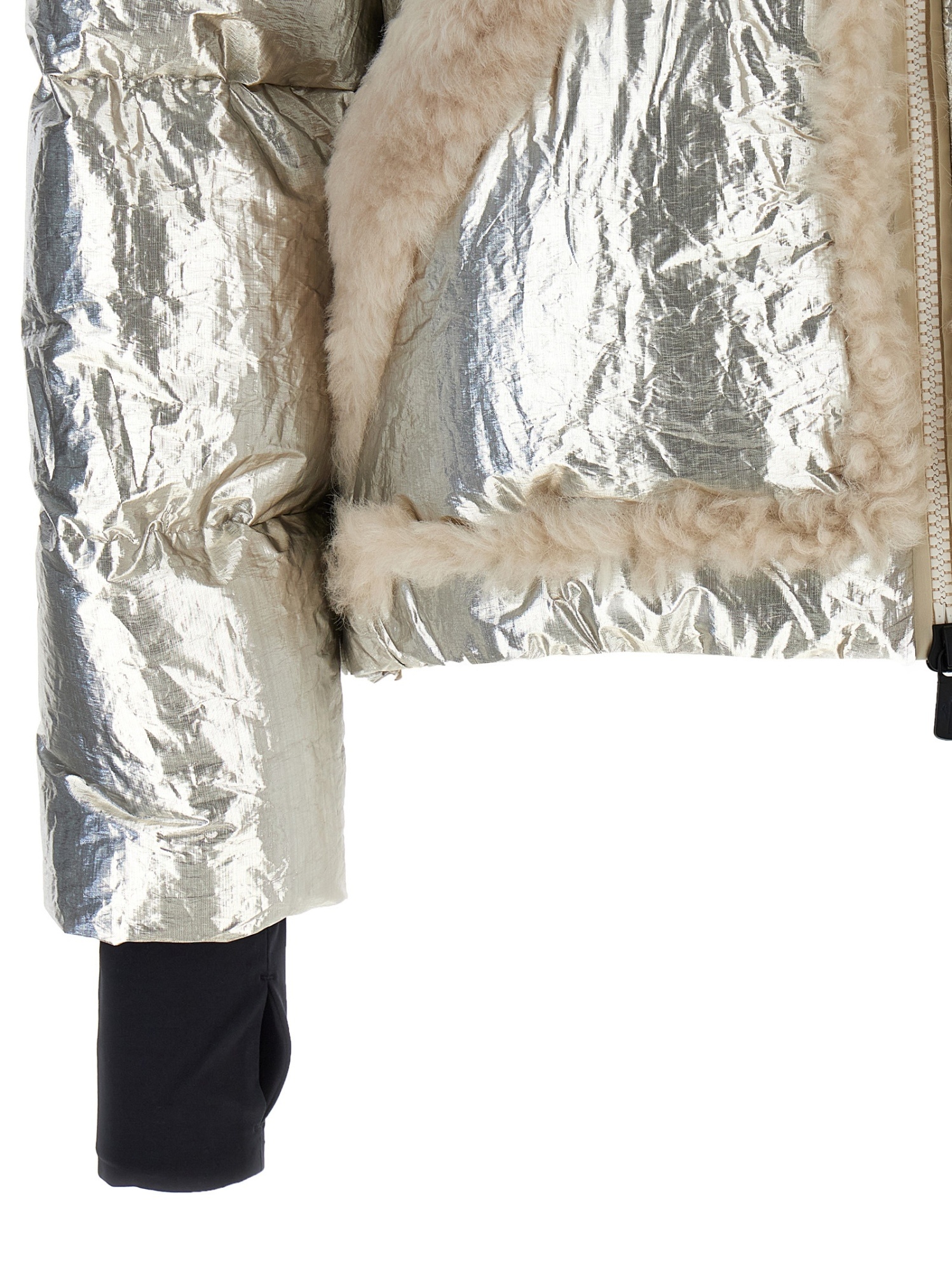 Moncler Doudoune Courte À Capuche Trevelin En Shearling In Gray