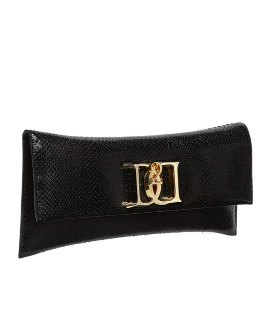 Dsquared2 Logo-plaque Leather Clutch Bag In Black