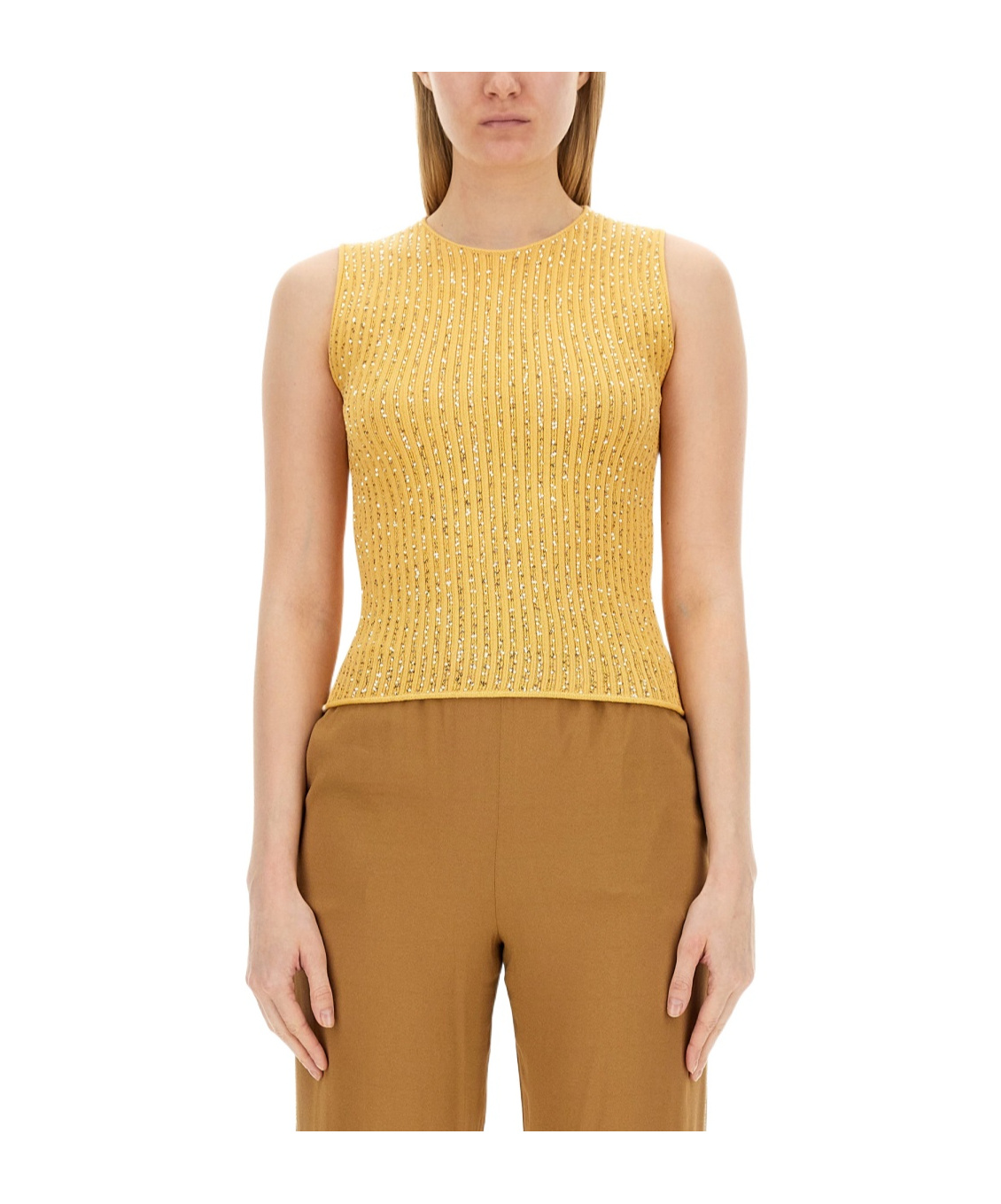 Fabiana Filippi Mesh With Rhinestones In Yellow