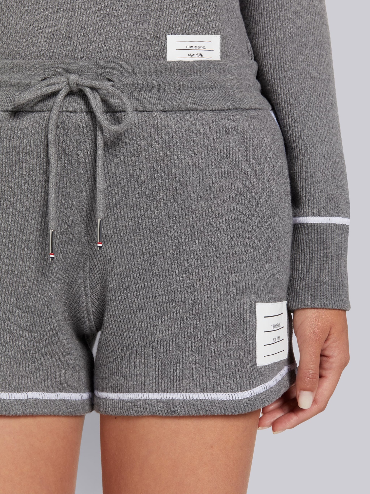 Thom Browne Loopback Cotton Knitted Shorts In Gray