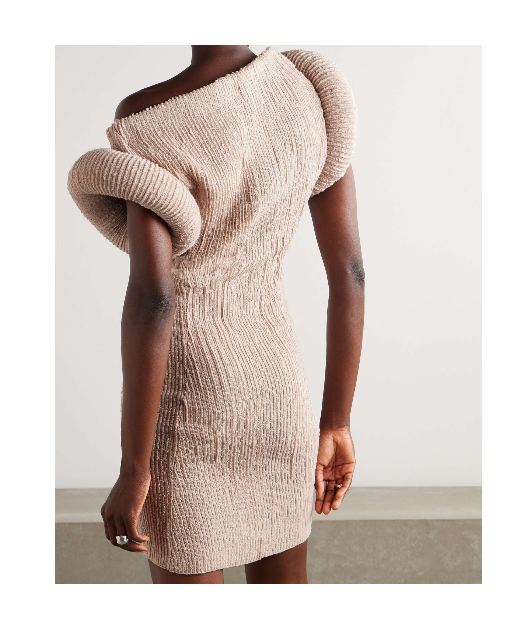 Acne Studios Pink Asymmetric Knit Minidress In Old Pink