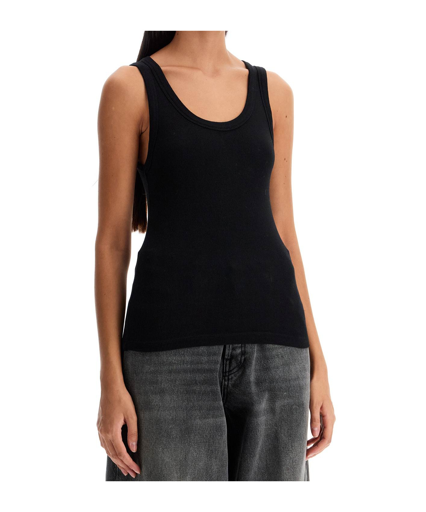 Haikure Ribbed Sleeveless Top With In Black