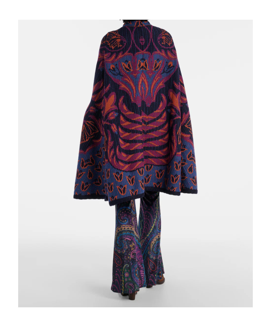 Etro Jacquard Wool And Cotton-blend Cape In Multi