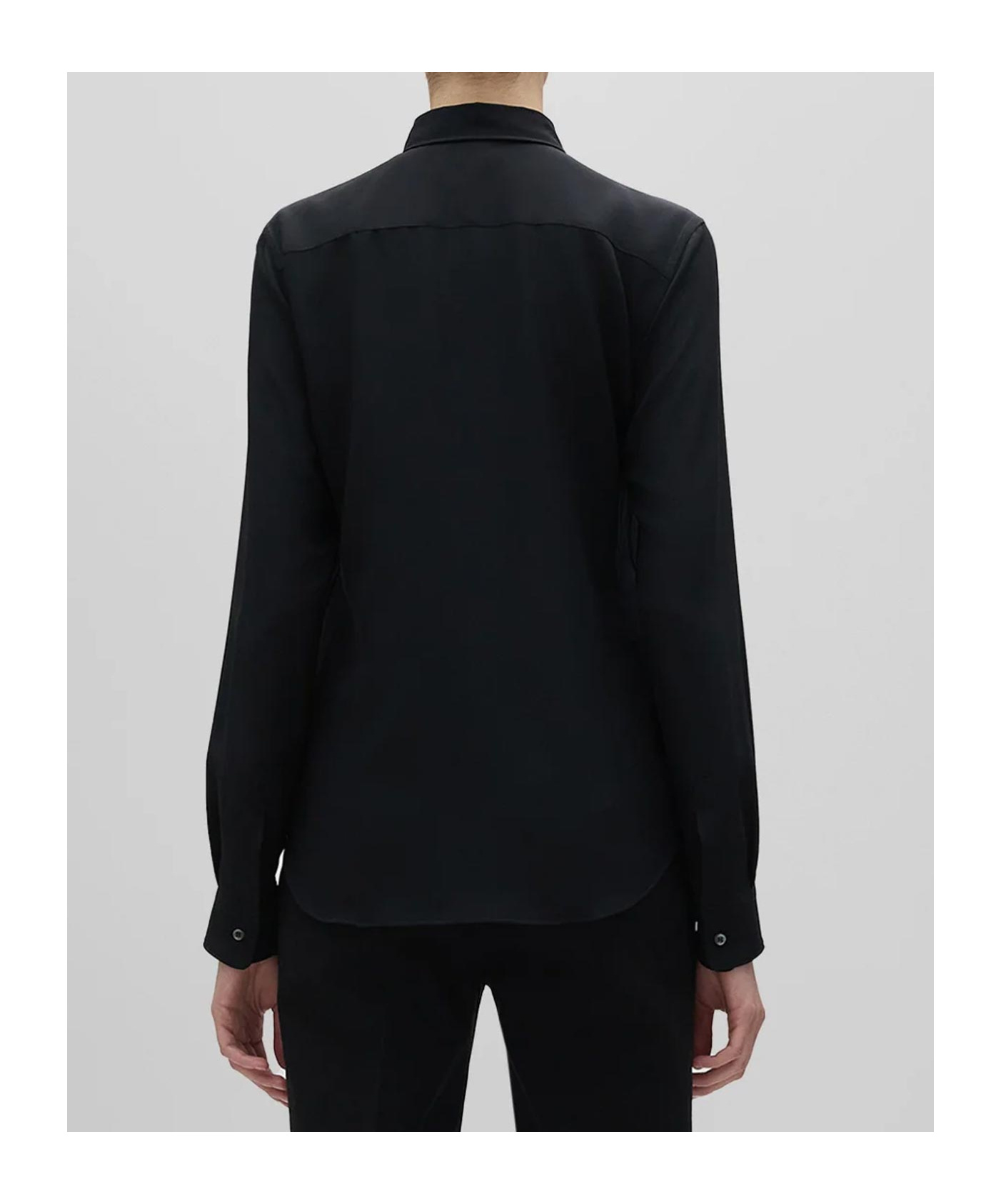 Aspesi Camicia In Crepe De Chine Di Seta - Nero In Black