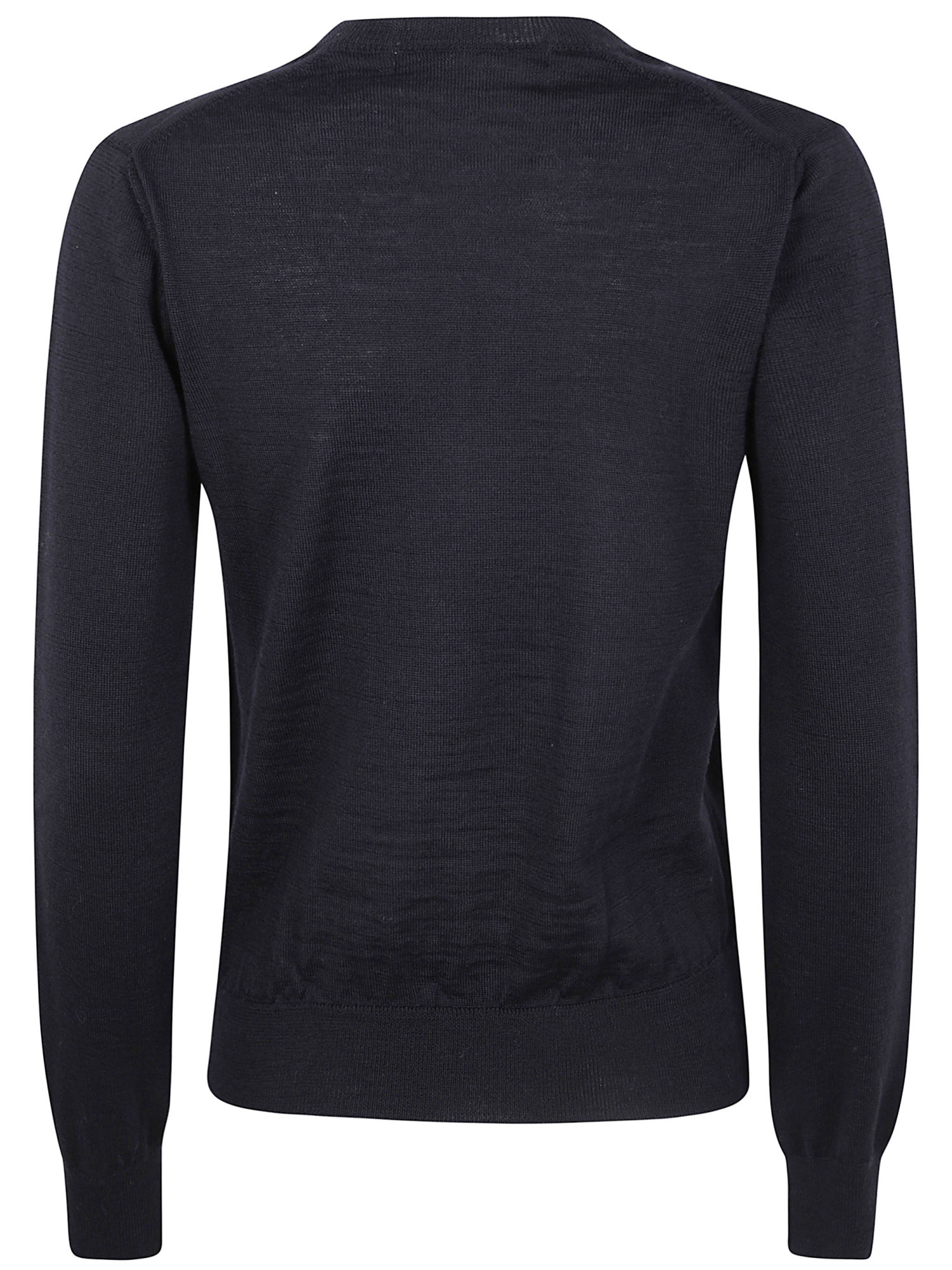 Comme Des Garçons Ribbed Hem Long Sleeve Crew Neck Cardigan In Blue