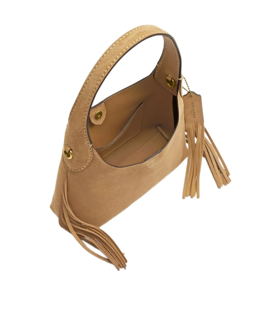 Coach Brooklyn 23 Suede Fringe Shoulder Bag In Nude
