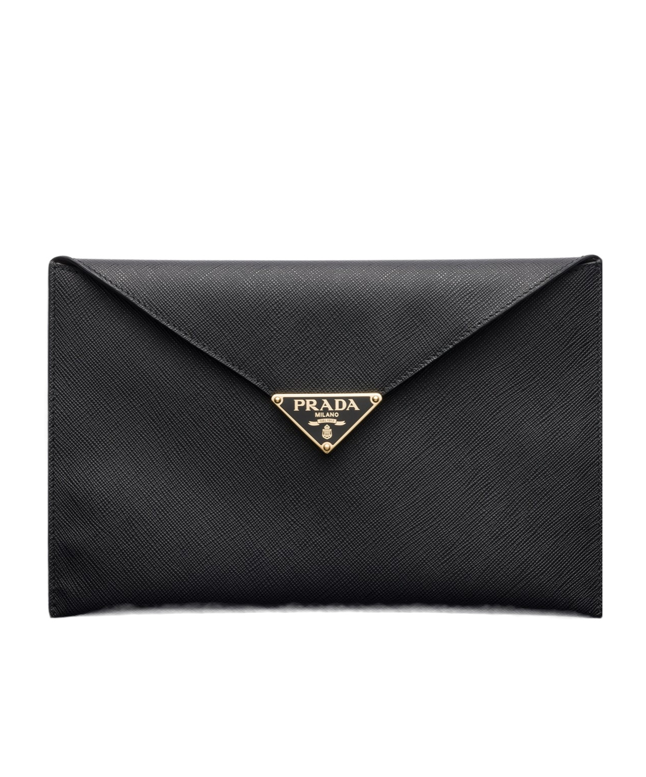 Prada Saffiano Leather Envelope Clutch In Black
