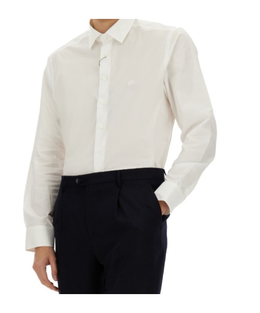 Etro Linen Shirt With Pegaso Logo In White
