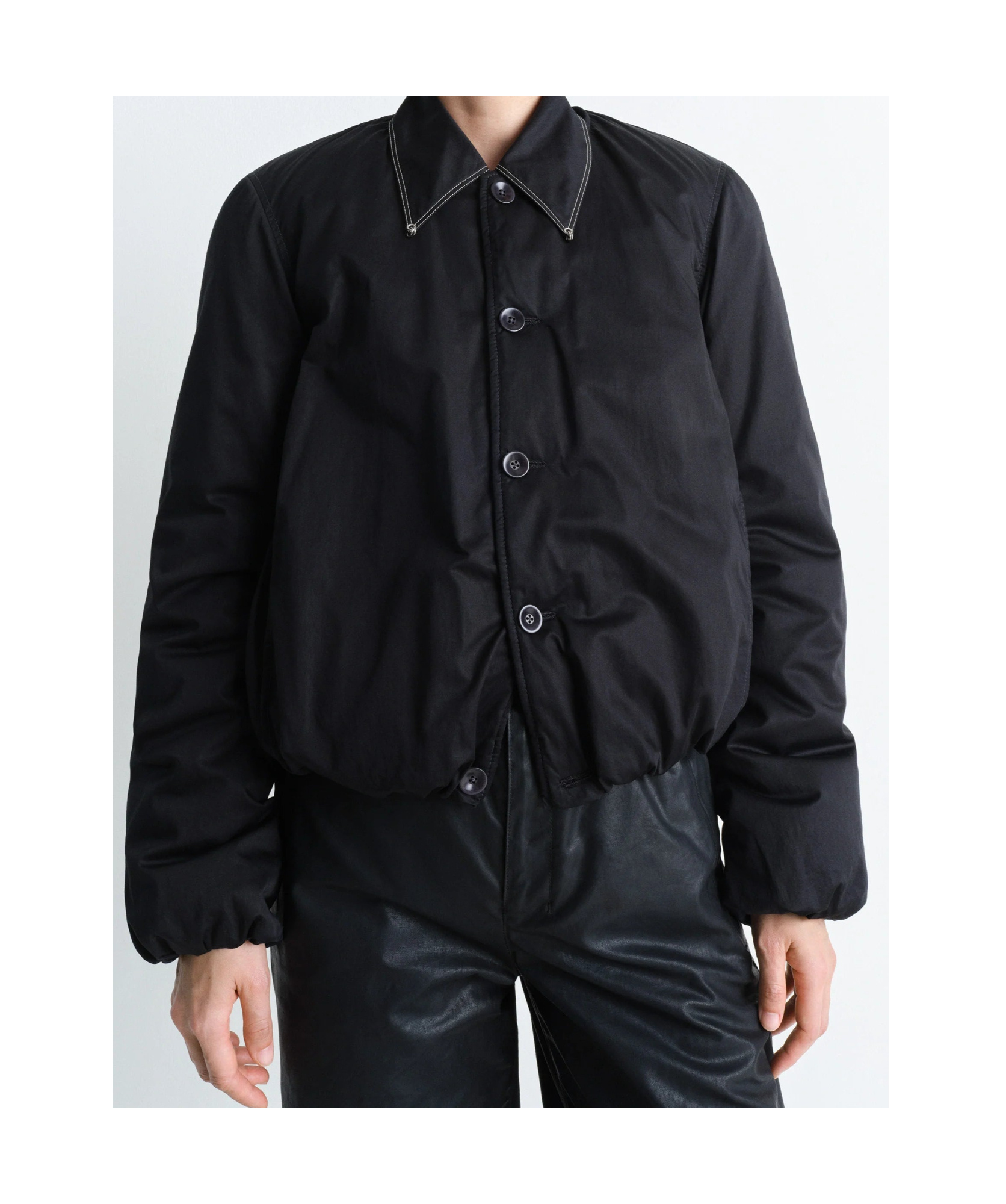 Lemaire Black Wadded Bomber Jacket In Black