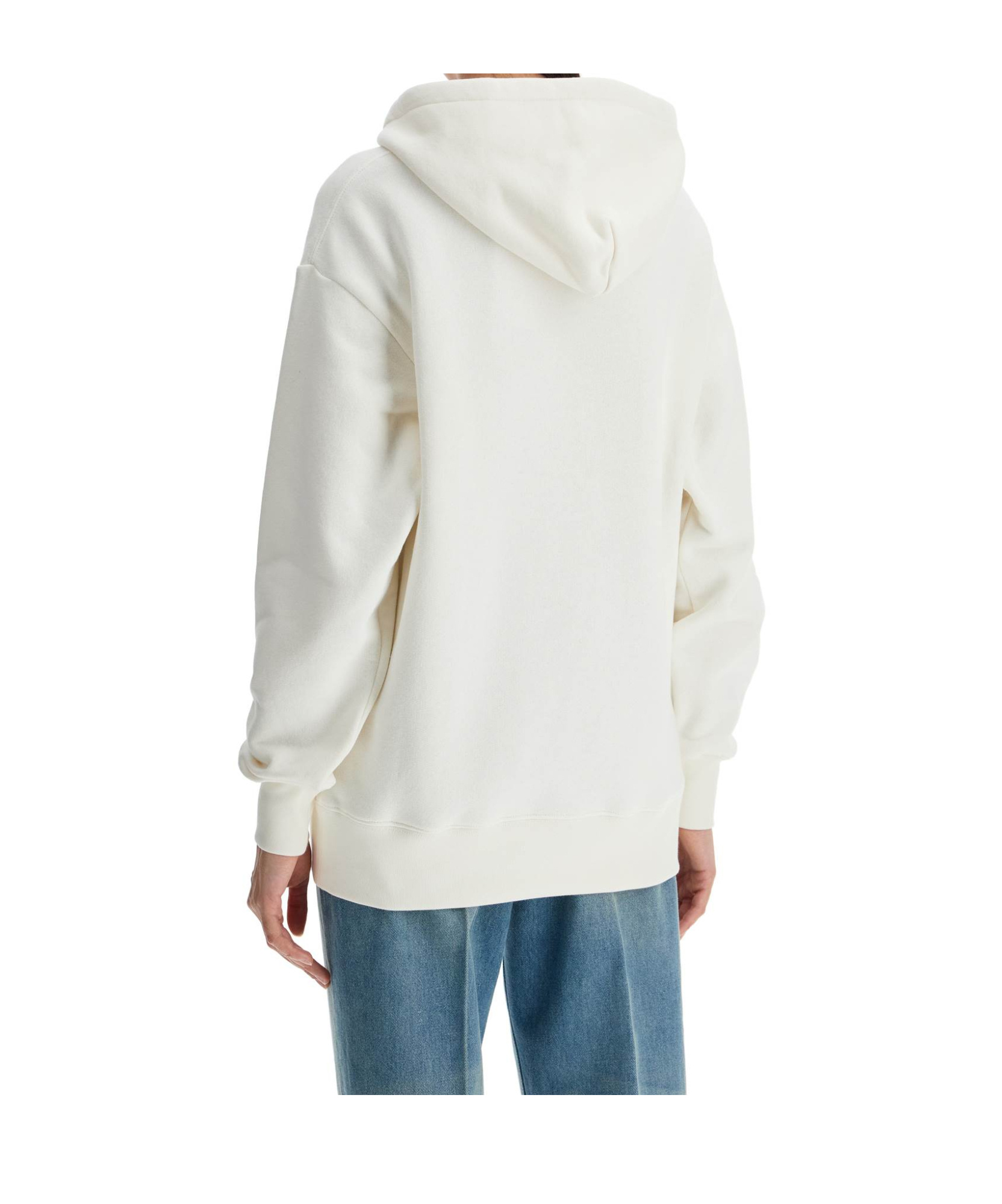Valentino Ivory Cotton Hoodie With Large Logo In White