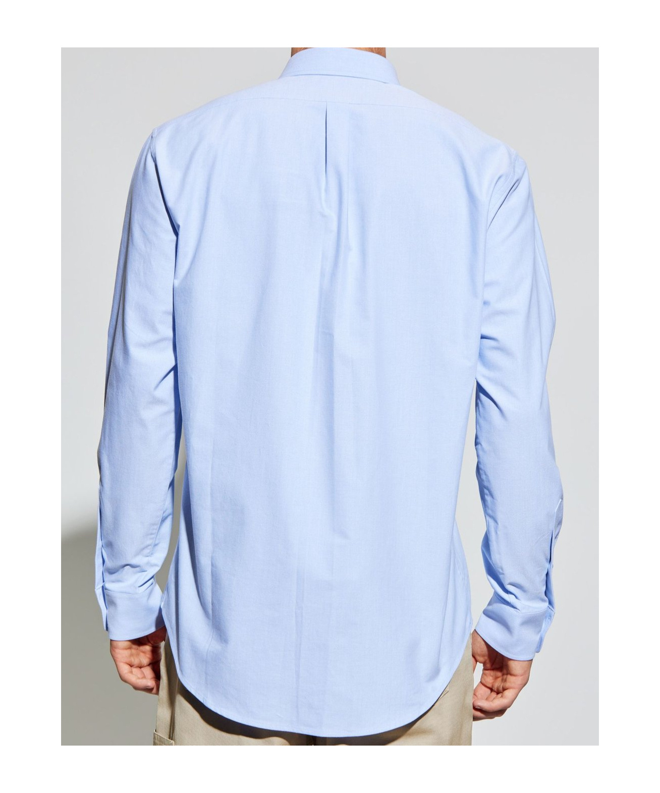 Givenchy Button-down Shirt With Pointed Collar And Embroidered Detail In Blue