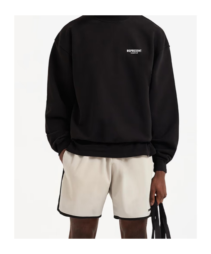 Represent Cotton Crew-neck Sweatshirt With Back Print In Black