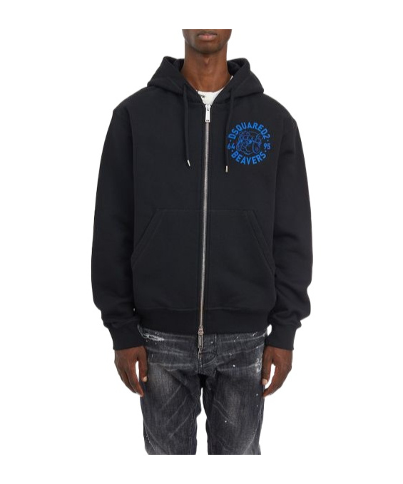 Dsquared2 Sweatshirt With Hoodie And Zip In Black