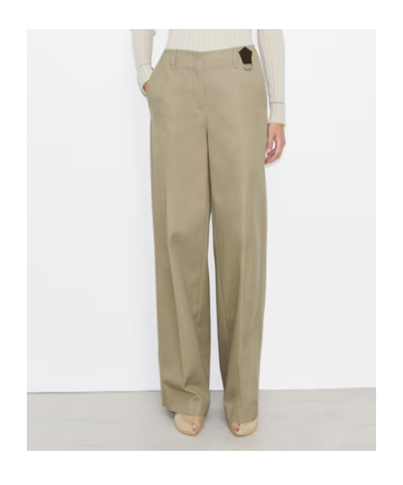 Tory Burch Distressed Cotton Trousers In Brown