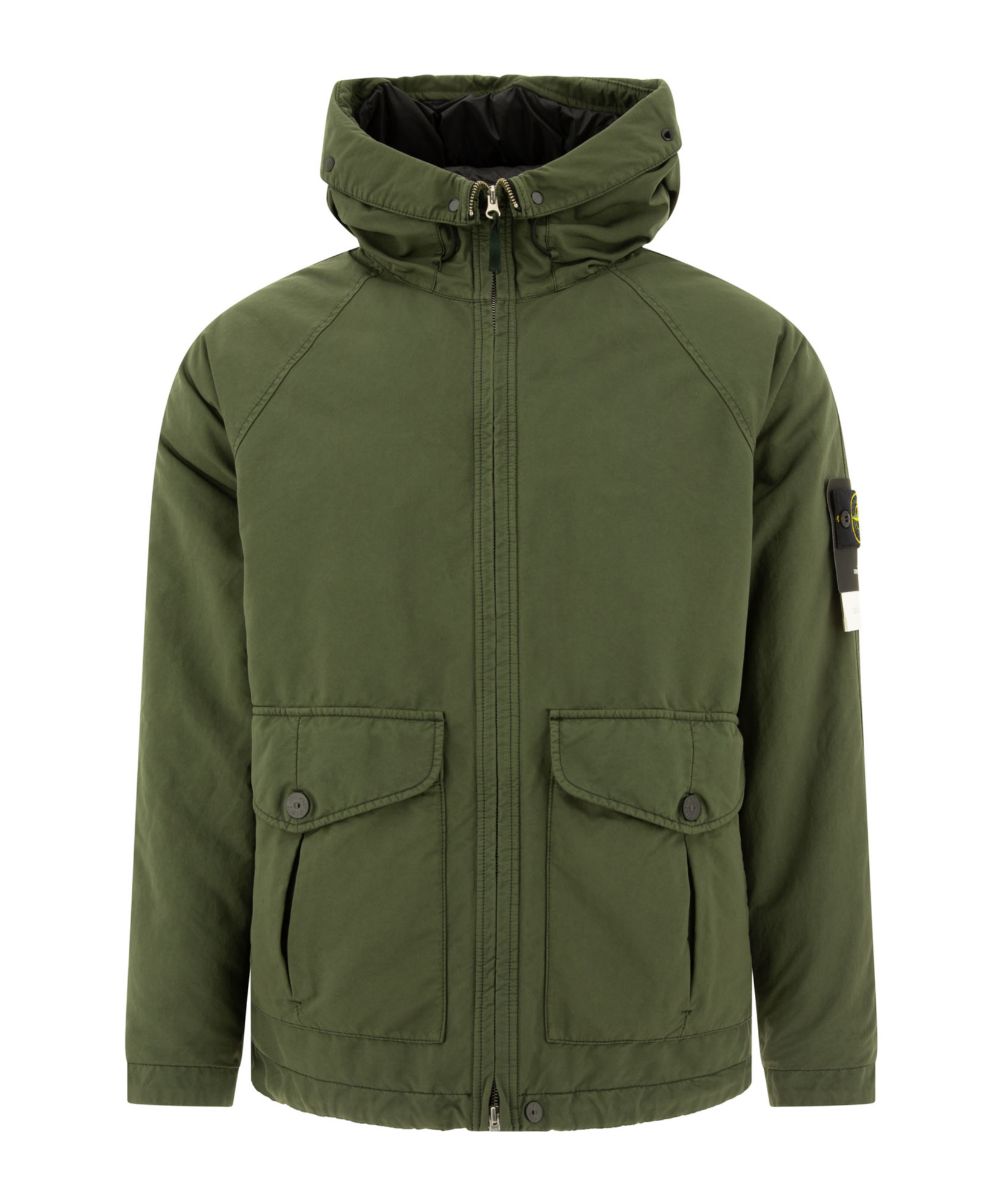 Stone Island Long-sleeved Down Jacket In Green