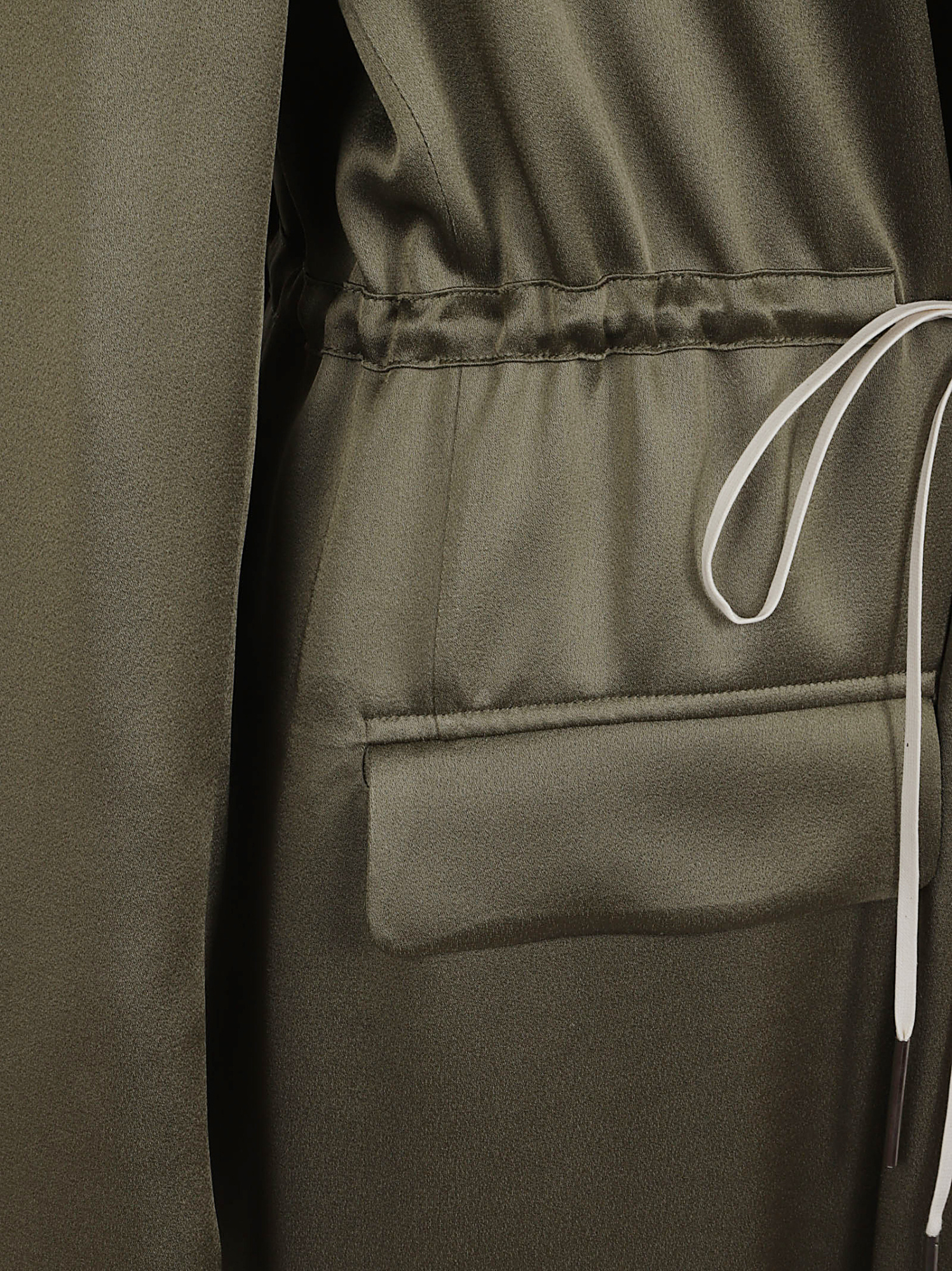 Dries Van Noten Long Sleeve Cape Drawstring Waist In Green