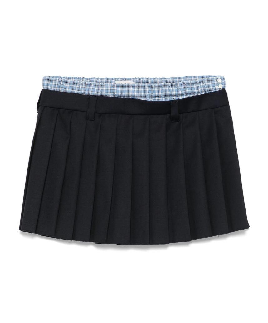 Miu Miu Pleated Mini Skirt In Blue
